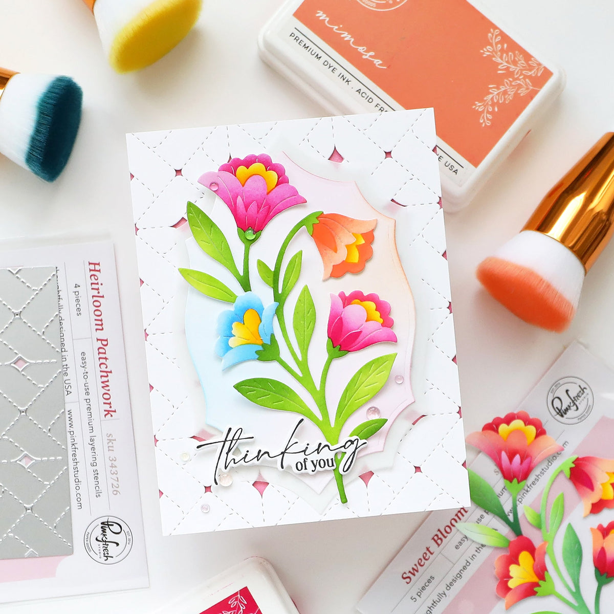 Pinkfresh Studio Sweet Bloom Die 343126 Thinking Of You Card