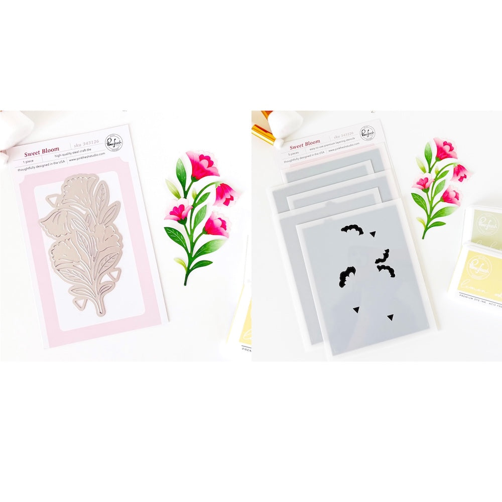 Pinkfresh Studio Sweet Bloom Die And Stencils Bundle