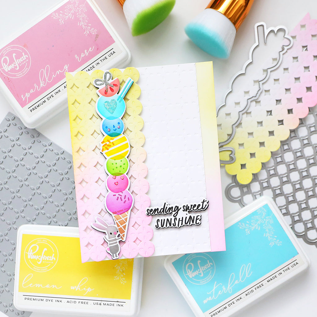 Pinkfresh Studio Sweet Scoops Die And Stencils Bundle Isha Card