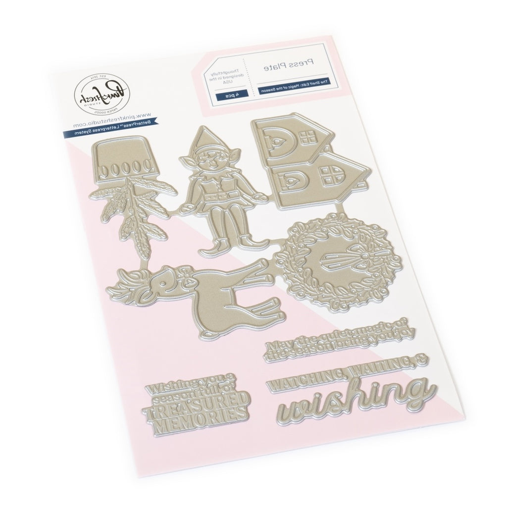 Pinkfresh Studio The Shelf Edit Magic of the Season Clear Stamps Dies Stencils And Press Plates Bundle 290625