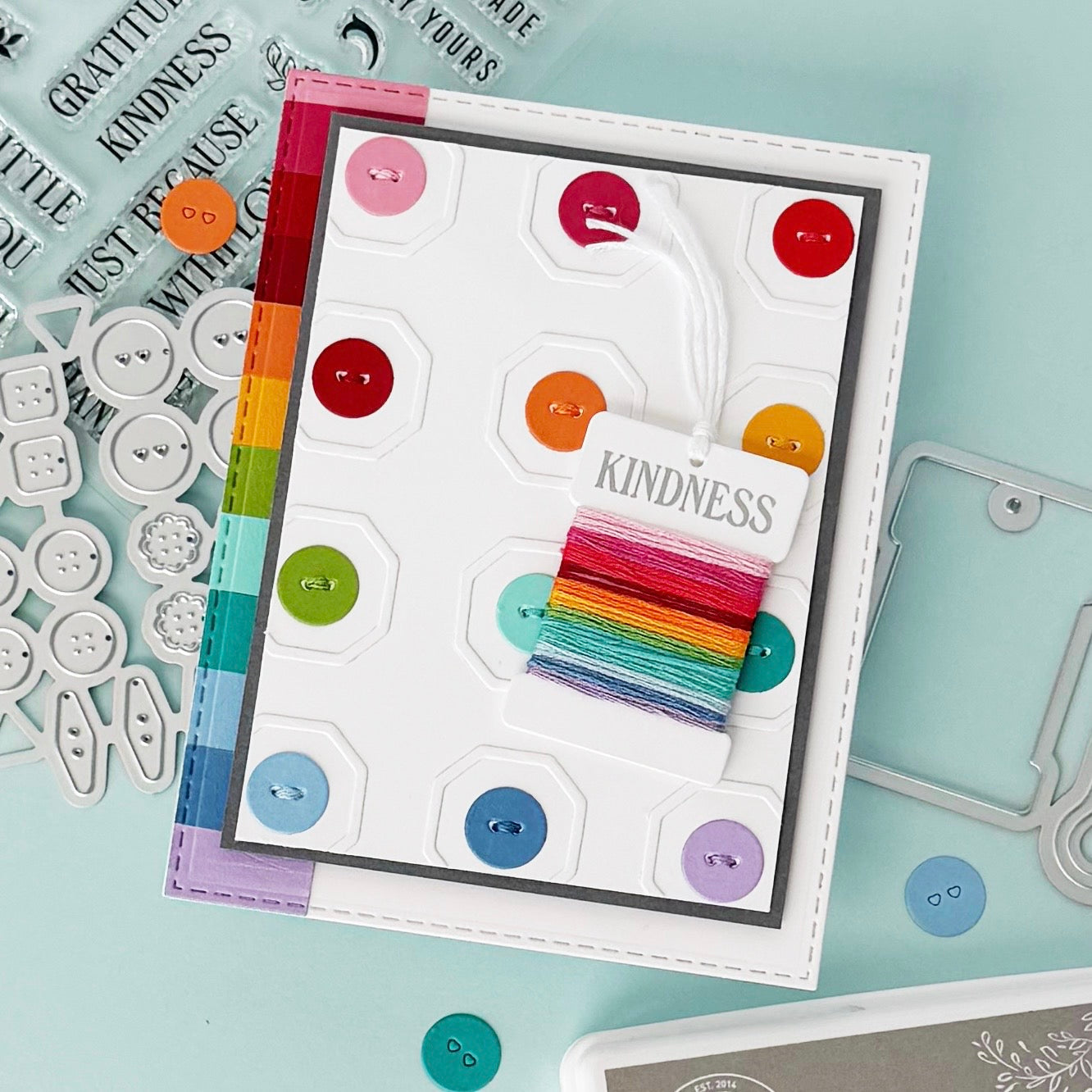 Pinkfresh Studio The Stitch Edit Heartmade Details Clear Stamps 313225 Sewing Kindness Card
