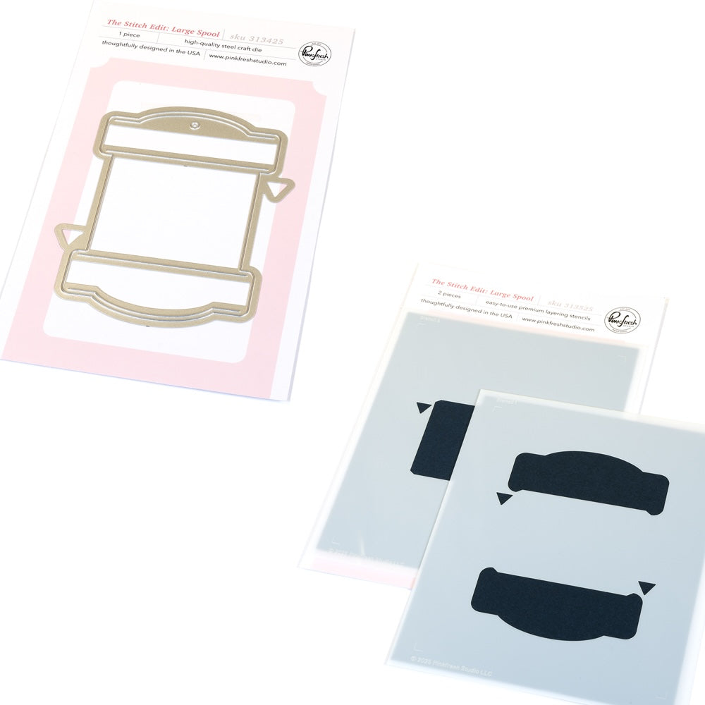 Pinkfresh Studio The Stitch Edit Large Spool Die And Stencils Bundle
