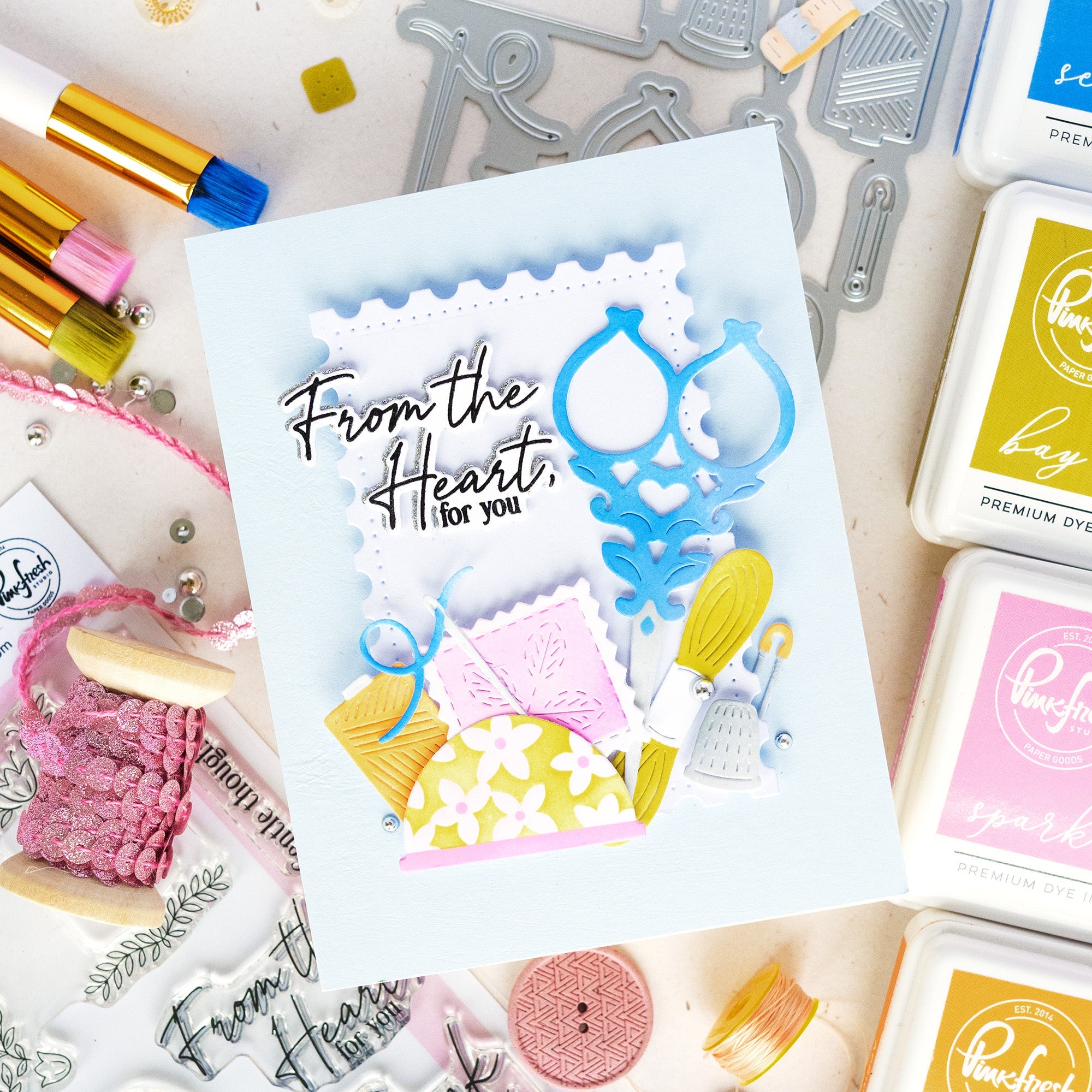 Pinkfresh Studio The Stitch Edit Maker's Essentials Die 313625 From The Heart Card