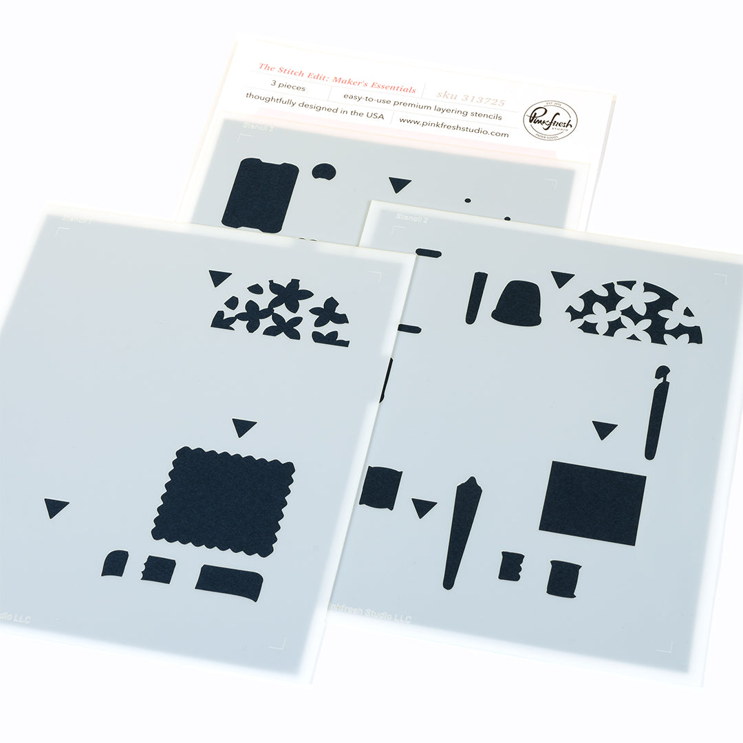 Pinkfresh Studio The Stitch Edit Maker's Essentials Die And Stencils Bundle Detailed Image