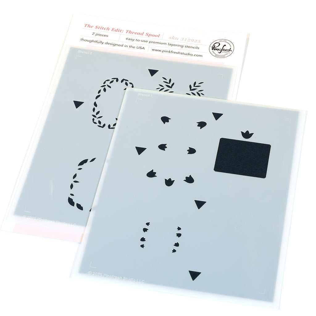 Pinkfresh Studio The Stitch Edit Thread Spool Florals Stencils 312925