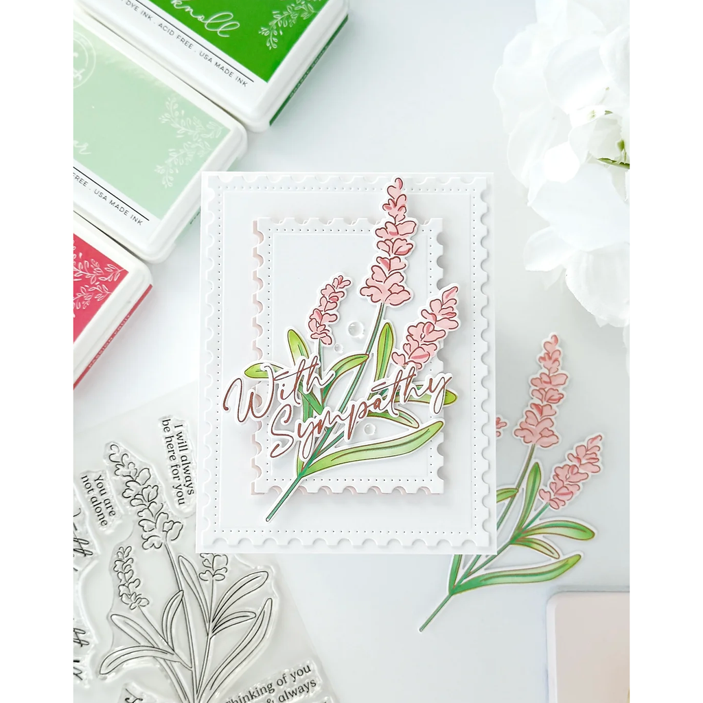 Pinkfresh Studio Thinking Of You Stencils 263524 With Sympathy Card | color-code:ALT02