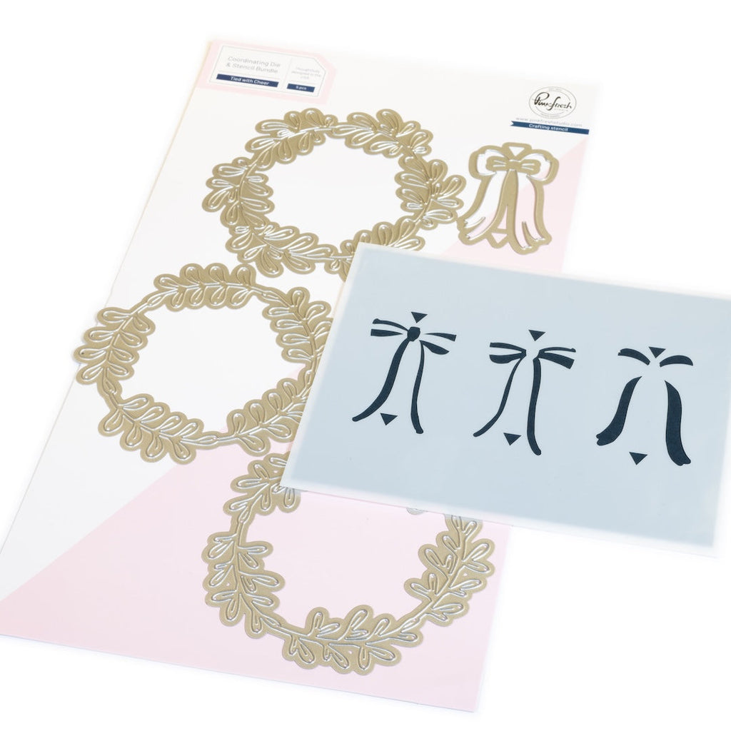 Pinkfresh Studio Tied With Cheer Die And Stencils Bundle 292325