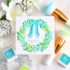 Pinkfresh Studio Tied With Cheer Die And Stencils Bundle 292325 Holiday Wishes Card