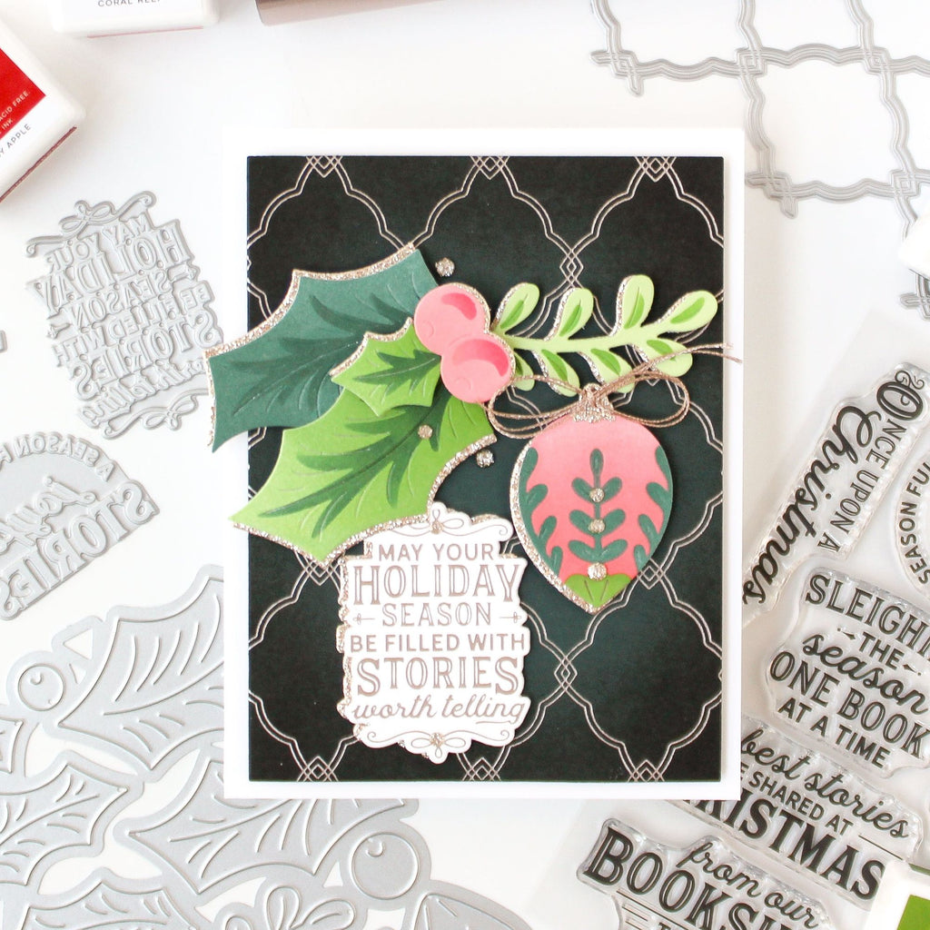 Pinkfresh Studio Timeless Tidings Die And Stencils Bundle Christmas Stories Card