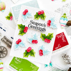 Pinkfresh Studio Timeless Tidings Die And Stencils Bundle Season's Greetings Card