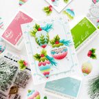 Pinkfresh Studio Timeless Tidings Die And Stencils Bundle Warm Holiday Wishes Card