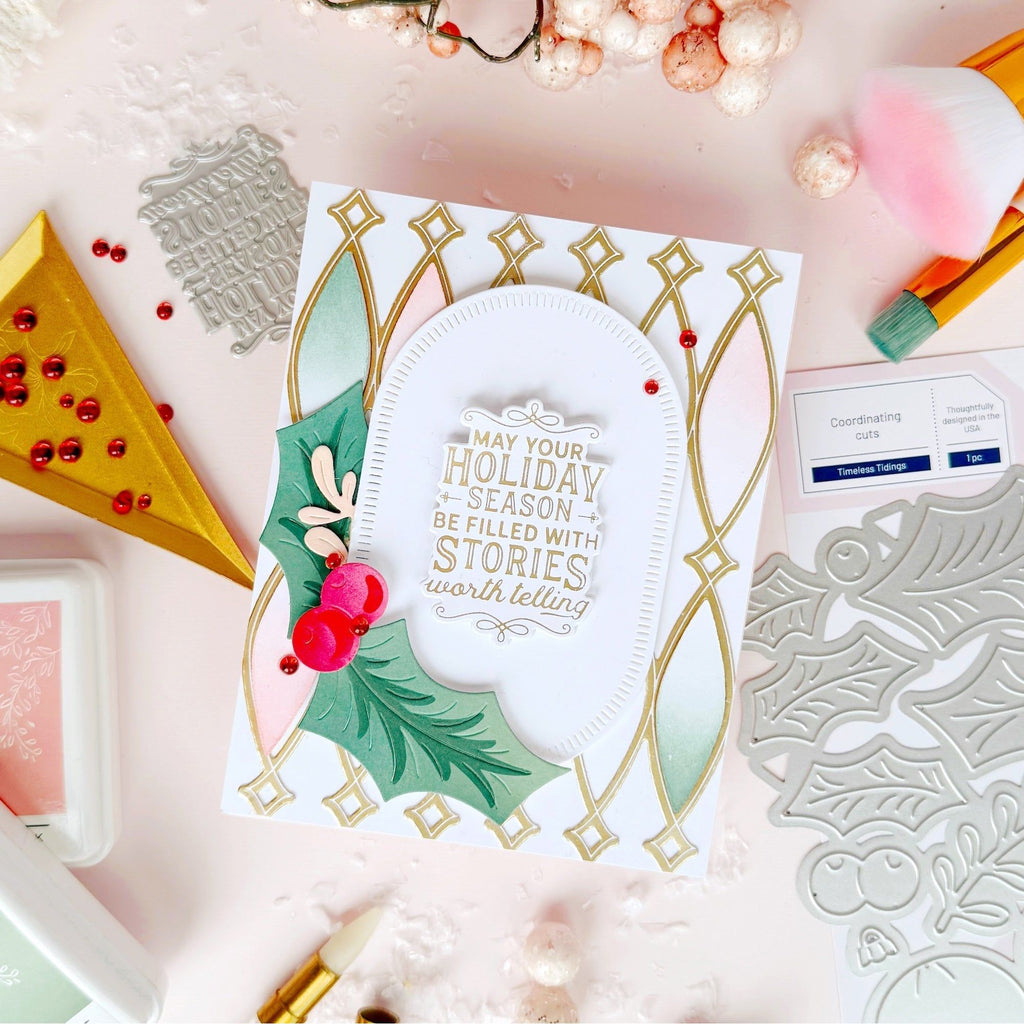 Pinkfresh Studio Timeless Tidings Stencils 291725 Holiday Season Card