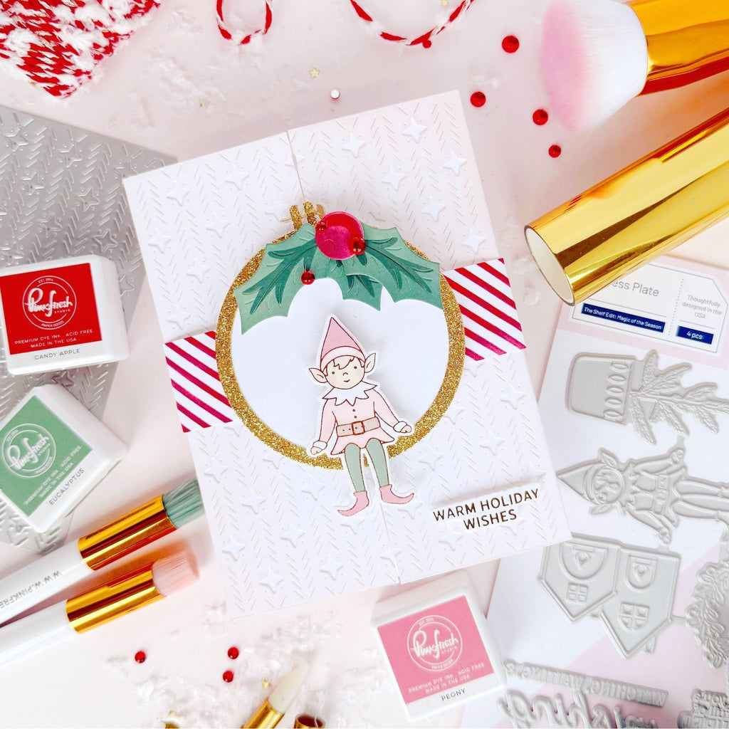 Pinkfresh Studio Timeless Tidings Stencils 291725 Holiday Wishes Card