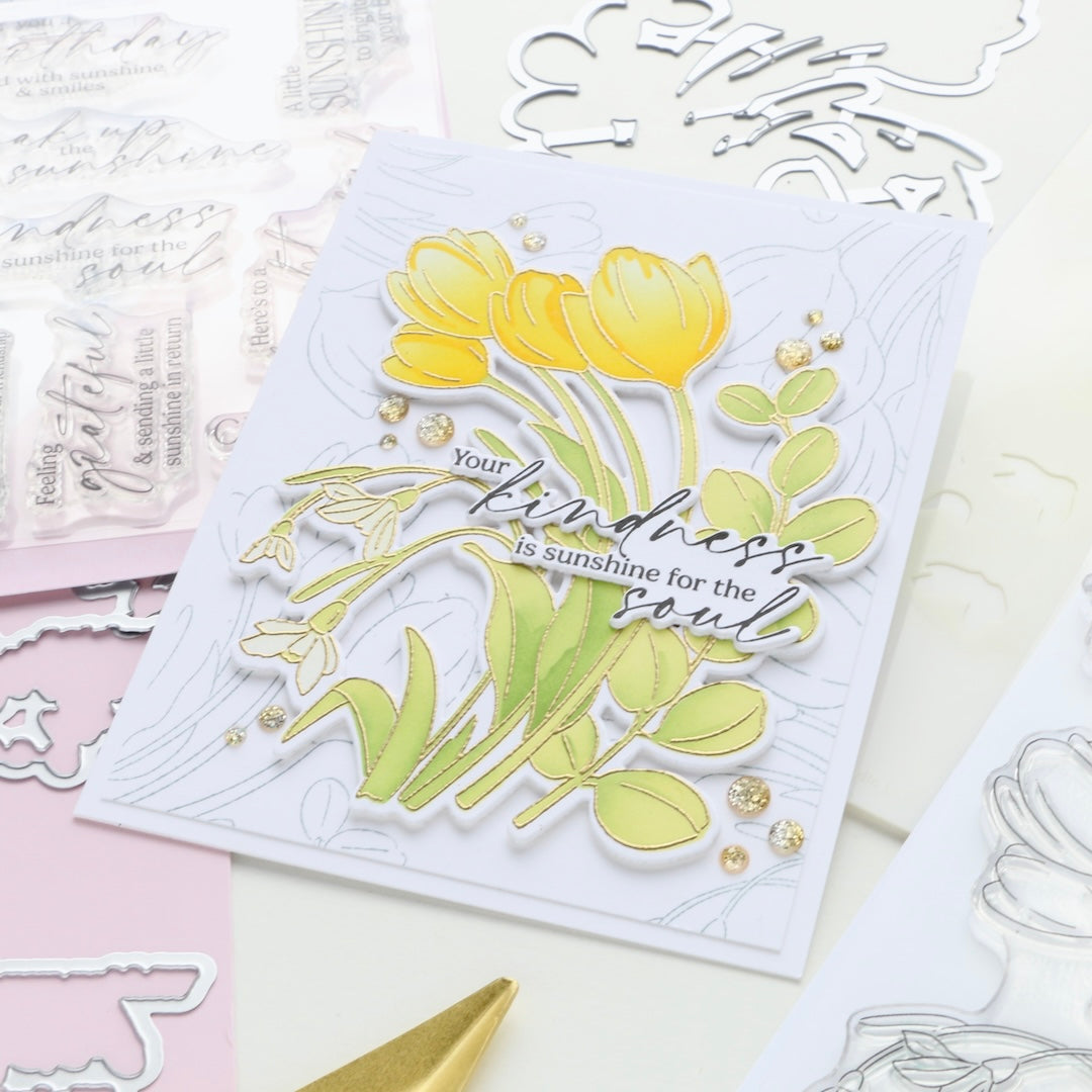 Pinkfresh Studio Timeless Tulips Clear Stamps 277125 Your Kindness Is Sunshine For The Soul Card