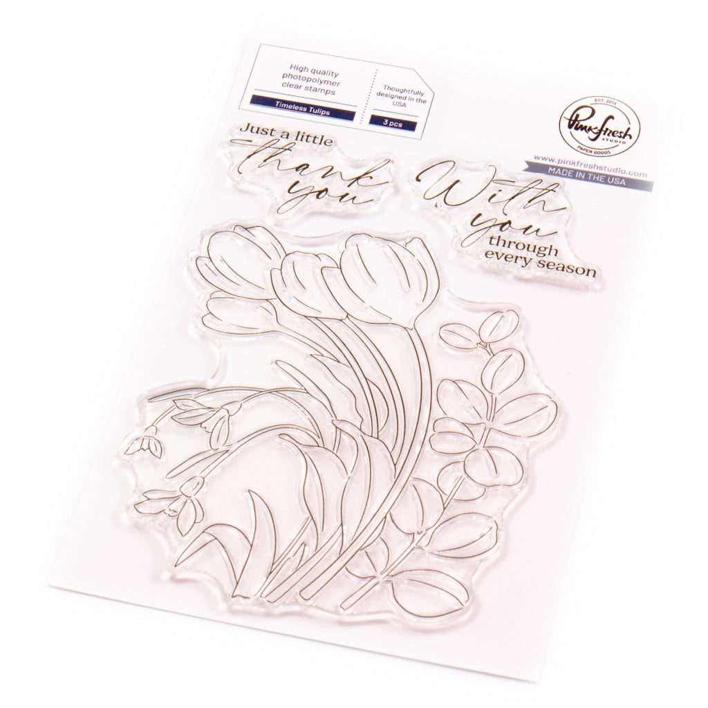 Pinkfresh Studio Timeless Tulips Stamps Dies Stencils And Press Plates Bundle 277125