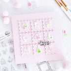 Pinkfresh Studio Tiny Tidings Clear Stamps Dies Stencils And Press Plates Bundle Karin Pink Postage Stamp Christmas Card