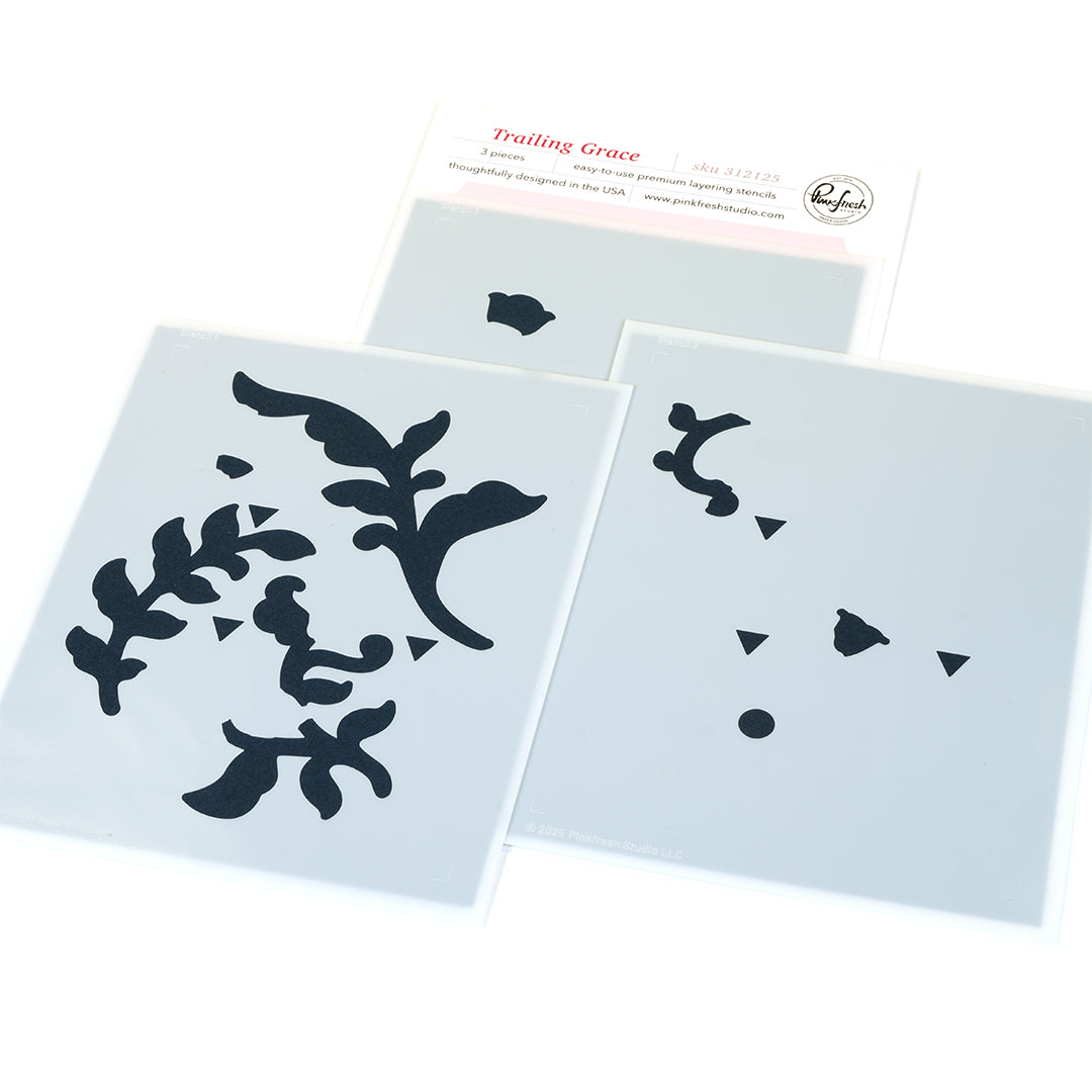 Pinkfresh Studio Trailing Grace Die And Stencils Bundle Detailed Image