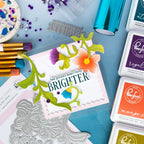 Pinkfresh Studio Trailing Grace Stencils 312125 Your Presence Makes Things Brighter Card
