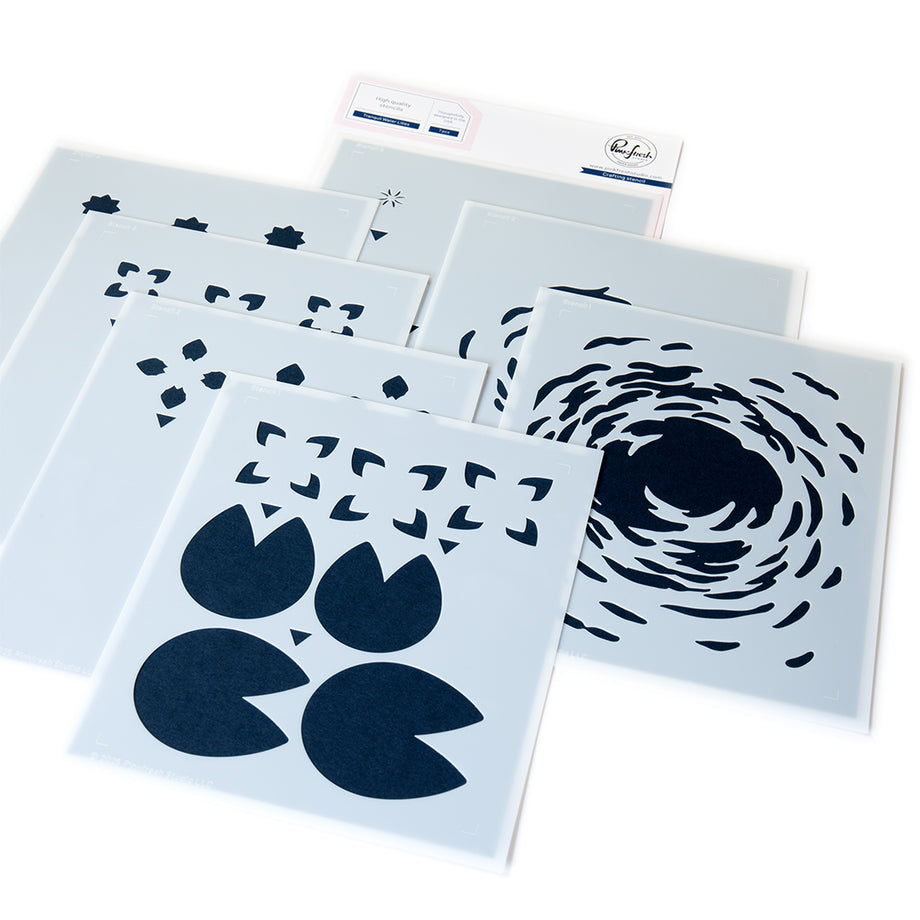 Pinkfresh Studio Tranquil Water Lilies Die And Stencils Bundle