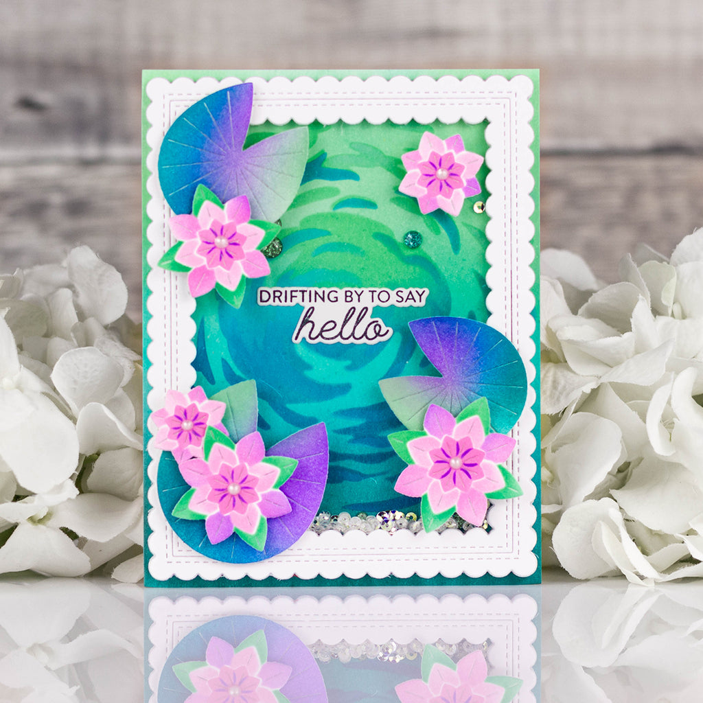 Pinkfresh Studio Tranquil Water Lilies Stencils 284025 Drifting By To Say Hello