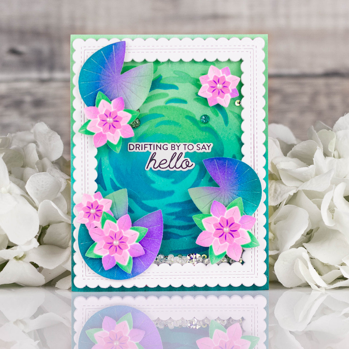 Pinkfresh Studio Tranquil Water Lilies Stencils 284025 Drifting By To Say Hello