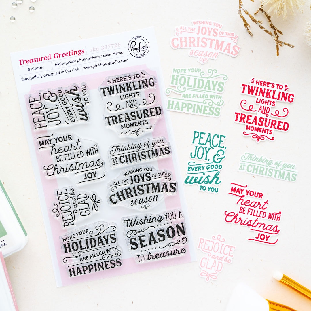 Pinkfresh Studio Treasured Greetings Clear Stamps 337726