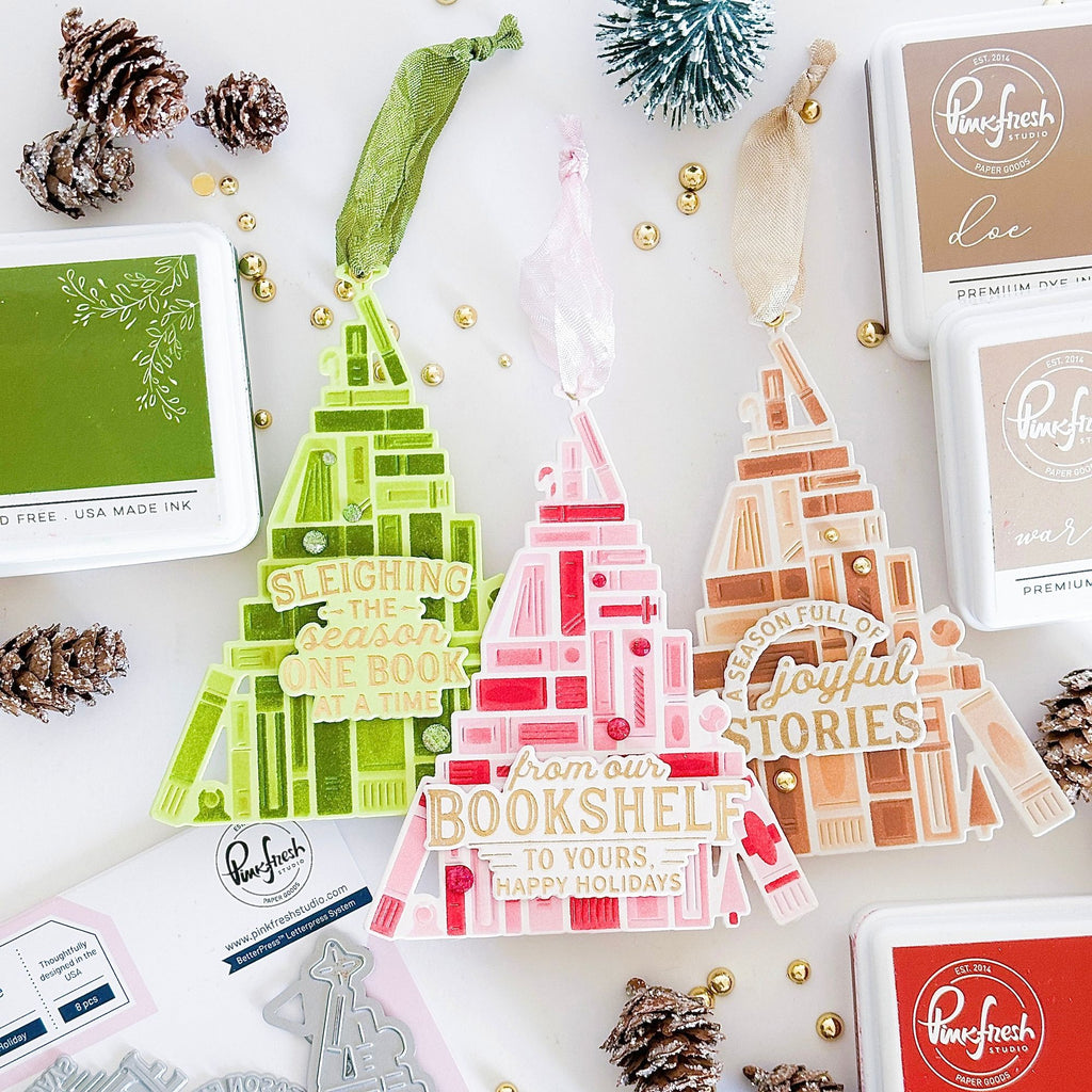Pinkfresh Studio Tree Of Tales Die 291125 Christmas Books Card