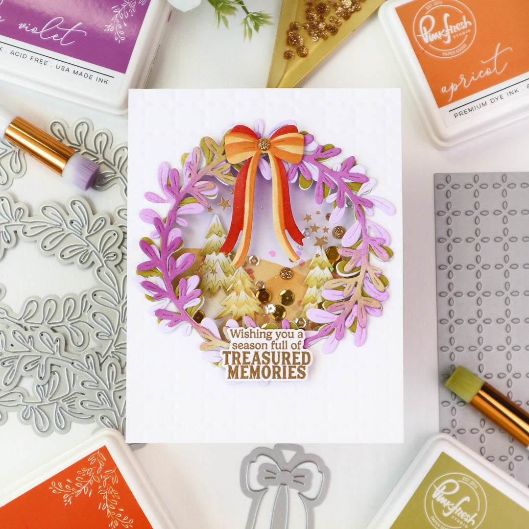 Pinkfresh Studio Trees Die 245624 Treasured Memories Christmas Card