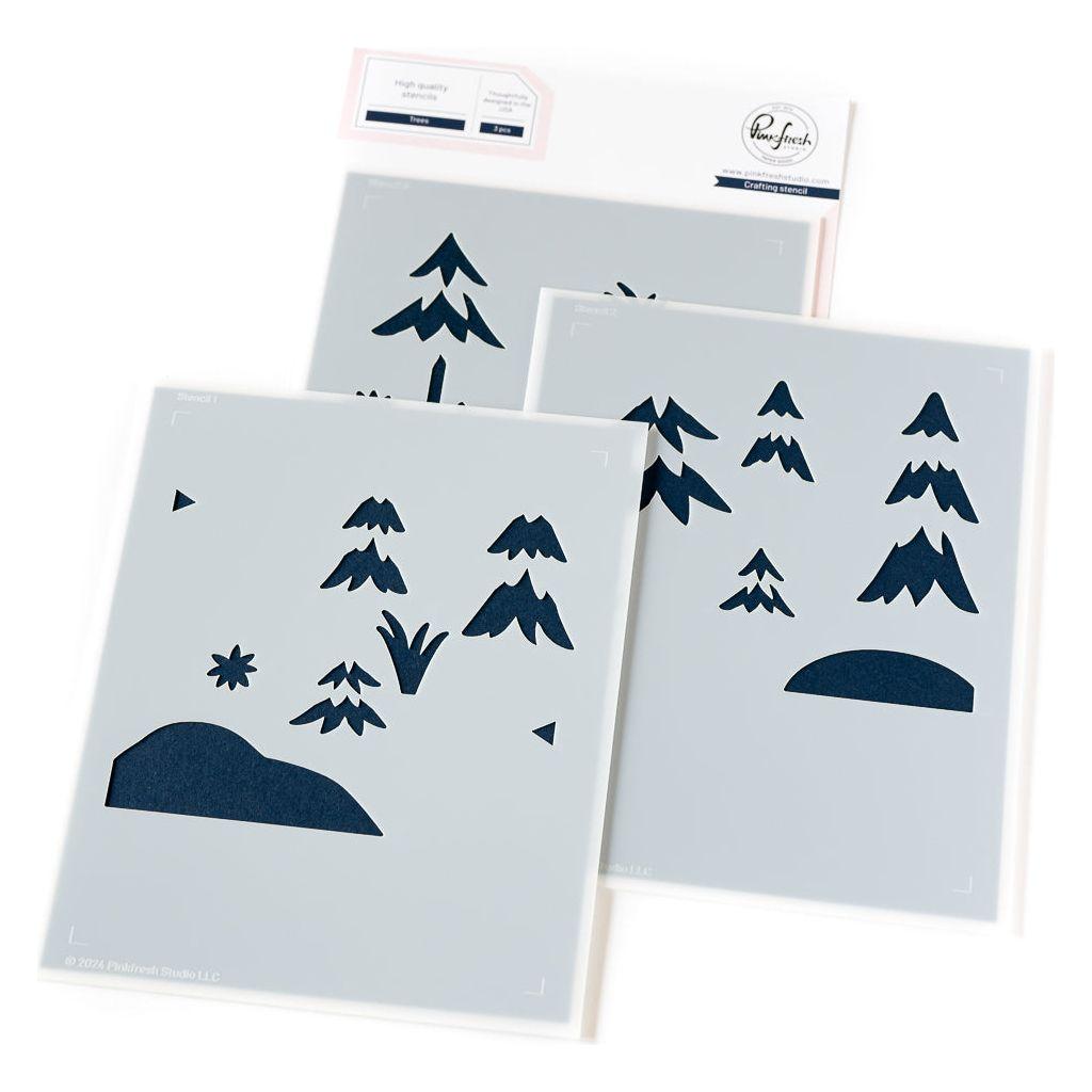 Pinkfresh Studio Trees Die And Stencils Bundle Stenciling Set