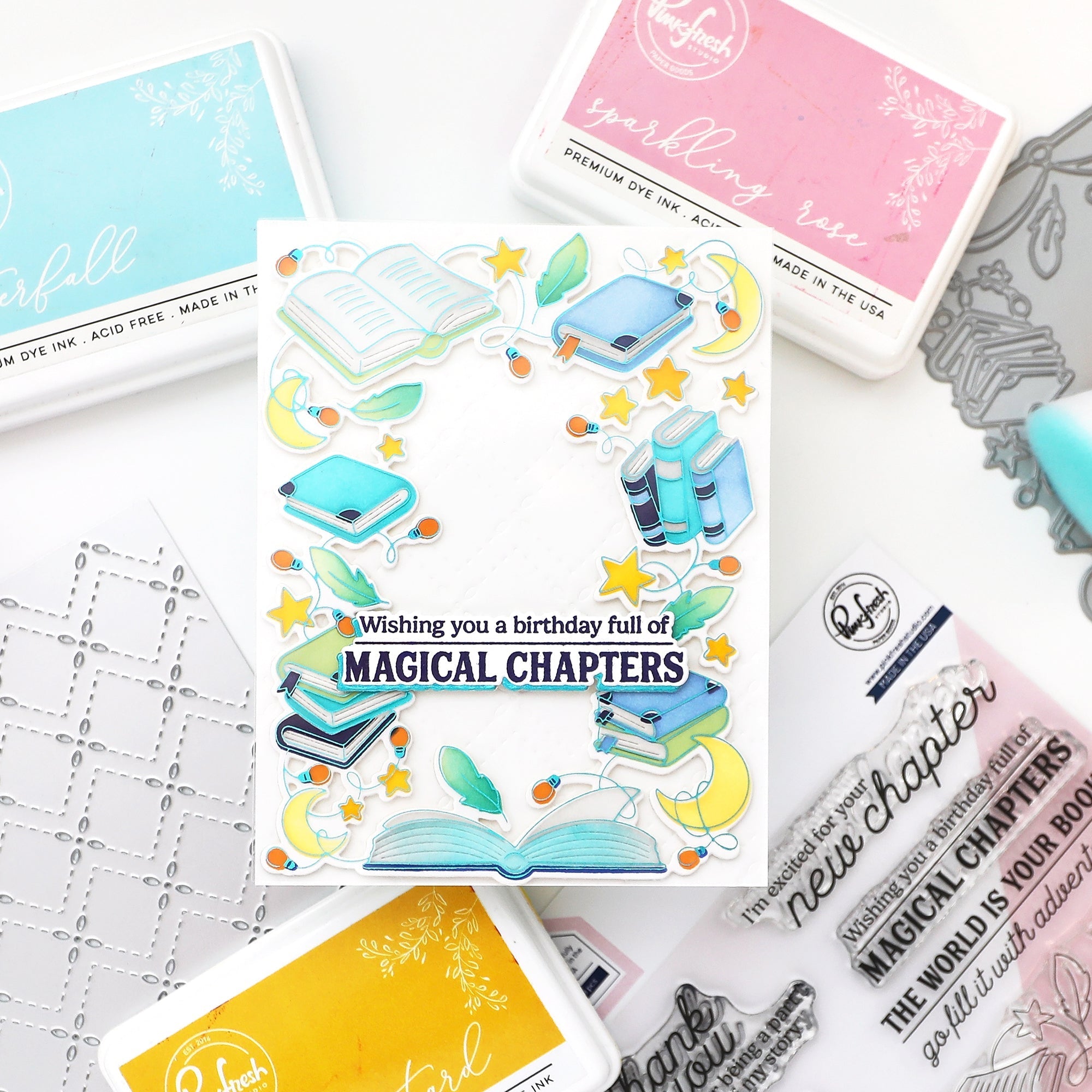 Pinkfresh Studio Twilight Tales Dies 294825 Magical Chapters Card