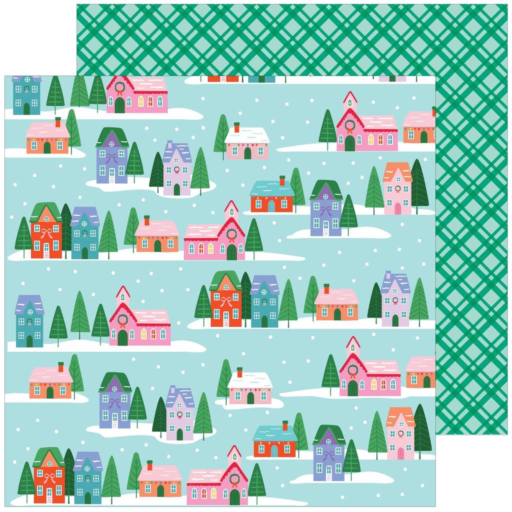 Pinkfresh Studio Very Merry Christmas 12 x 12 Paper Pack 296225 Holiday Village Scene