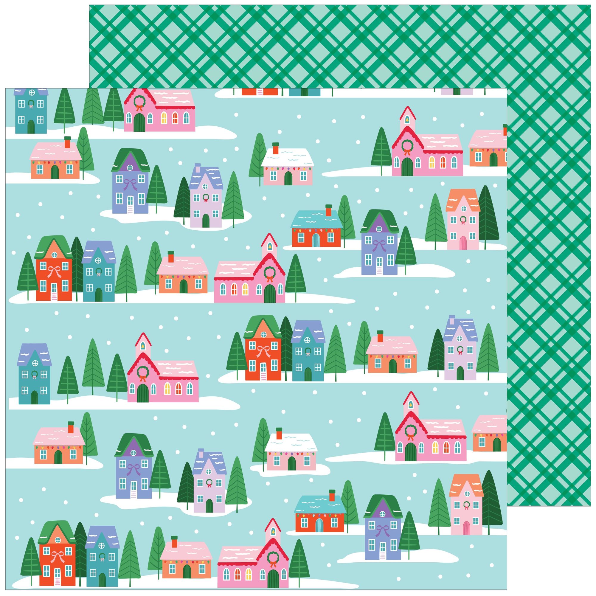 Pinkfresh Studio Very Merry Christmas 12 x 12 Paper Pack 296225 Holiday Village Scene