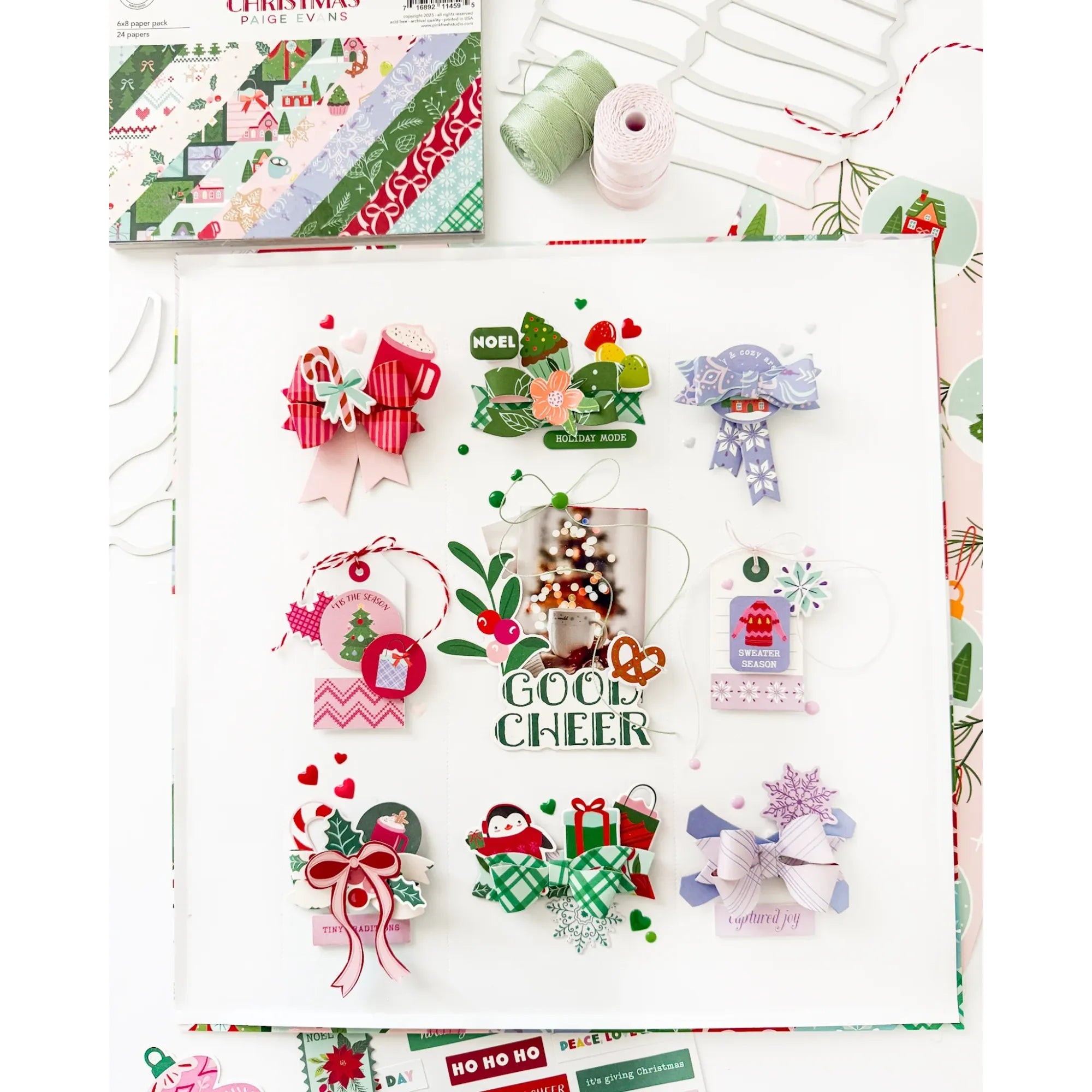 Pinkfresh Studio Very Merry Christmas Puffy Alpha Stickers 298125 Holiday Bows Layout | color-code:ALT03
