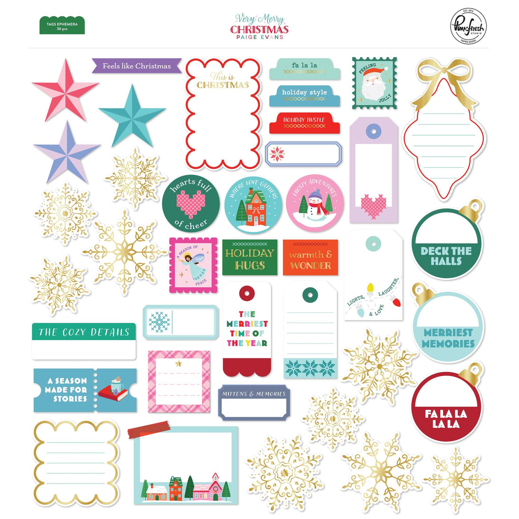 Pinkfresh Studio Very Merry Christmas Tags Ephemera 297925