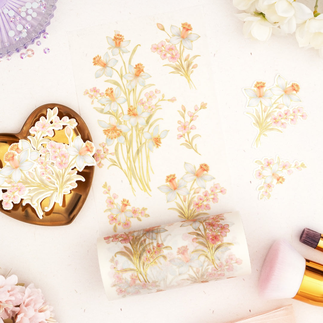 Pinkfresh Studio Whispering Daffodils Clear Stamps Dies Stencils And Washi Tape Bundle 322126 Washi Tape Roll
