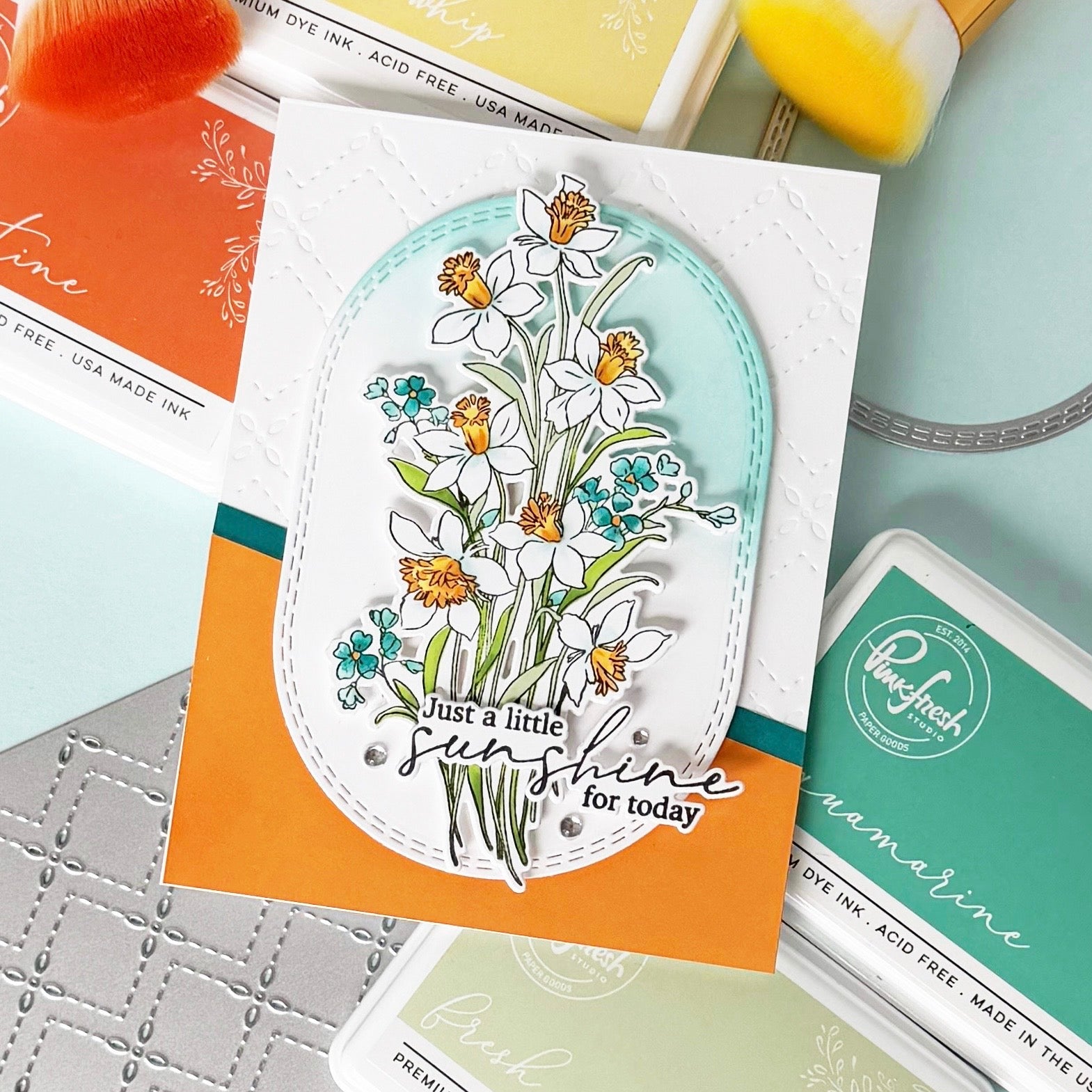 Pinkfresh Studio Whispering Daffodils Dies 321926 Sunshine For Today Card