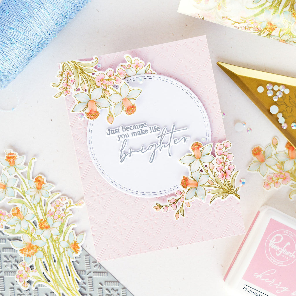 Pinkfresh Studio Whispering Daffodils Washi Tape 322126 Floral Encouragement Card