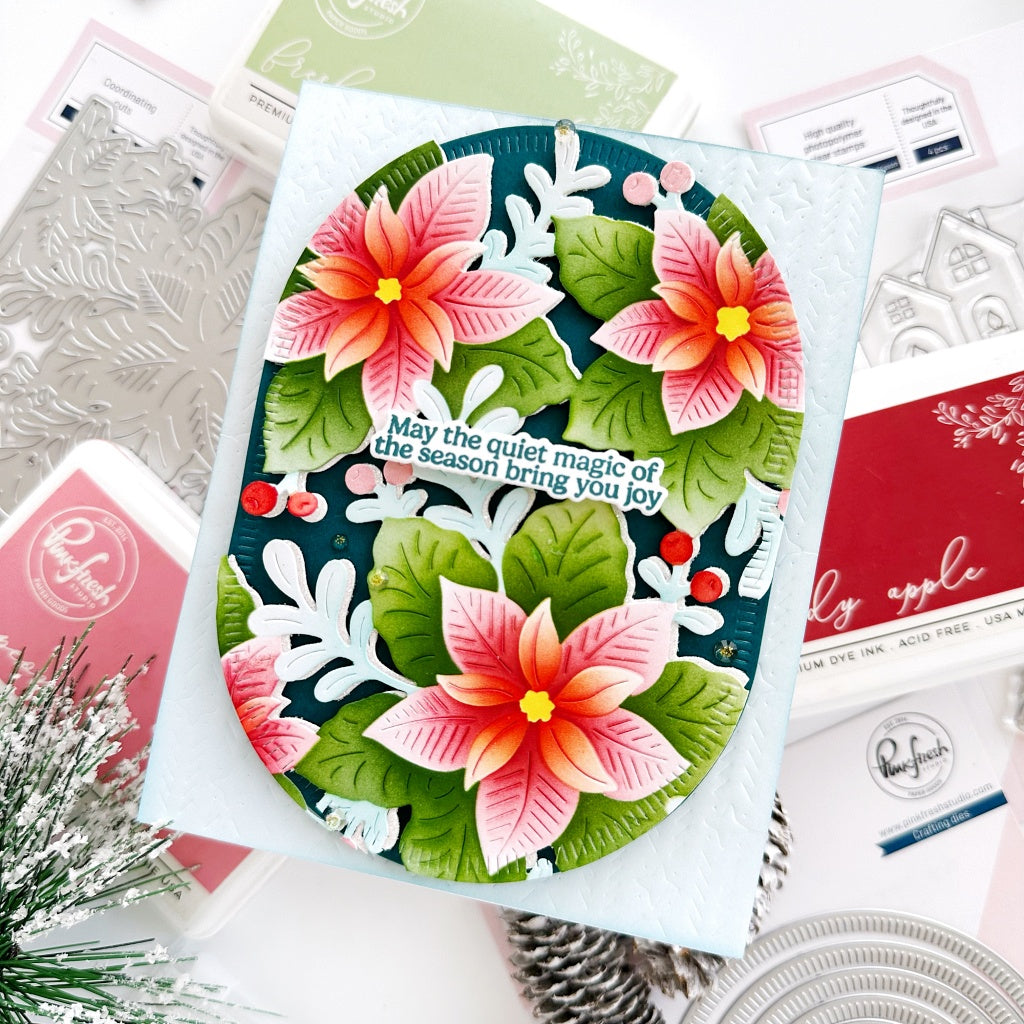 Pinkfresh Studio Whispers of Poinsettias Die 292125 Magic Christmas Season Card