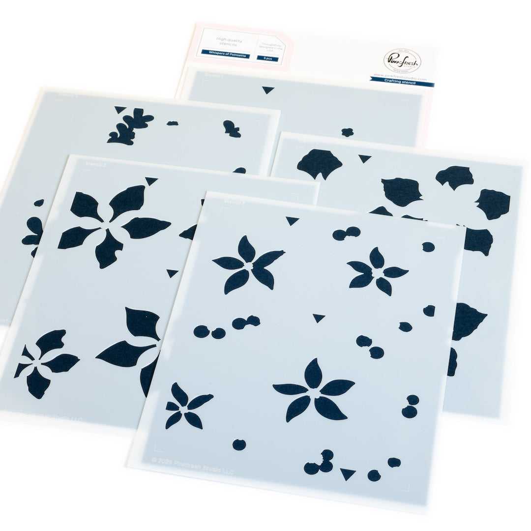 Pinkfresh Studio Whispers of Poinsettias Die And Stencils Bundle 292225