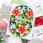 Pinkfresh Studio Whispers of Poinsettias Stencils 292225 Christmas Magic Card