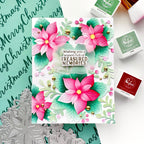 Pinkfresh Studio Whispers of Poinsettias Stencils 292225 Treasured Memories Card