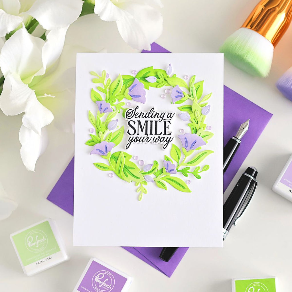 Pinkfresh Studio Wild Meadow Wreath Dies 310925 Sending A Smile Your Way Card