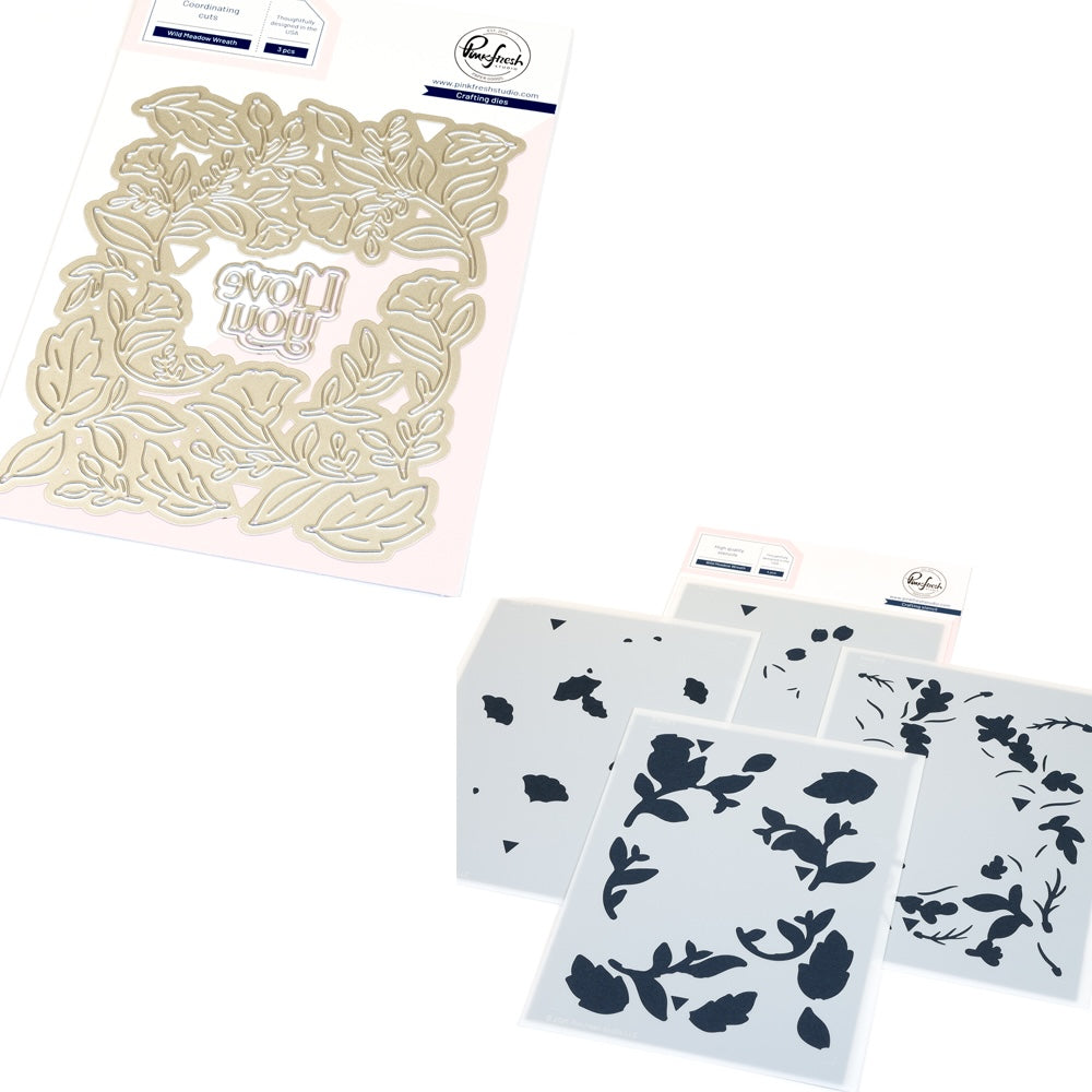 Pinkfresh Studio Wild Meadow Wreath Dies And Stencils Bundle