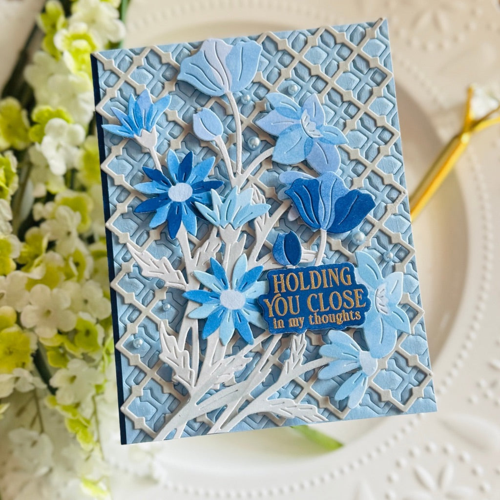 Pinkfresh Studio Wildflower Elegance Die 307625 Kailash Holding you close in my thoughts card