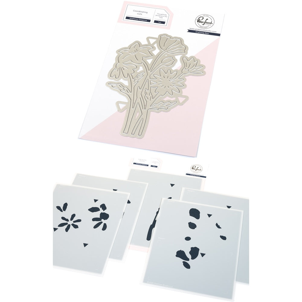 Pinkfresh Studio Wildflower Elegance Die And Stencils Bundle
