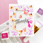 Pinkfresh Studio Wildflower Notes Stencils 330526 Steph Thanks butterfly and Flower Card
