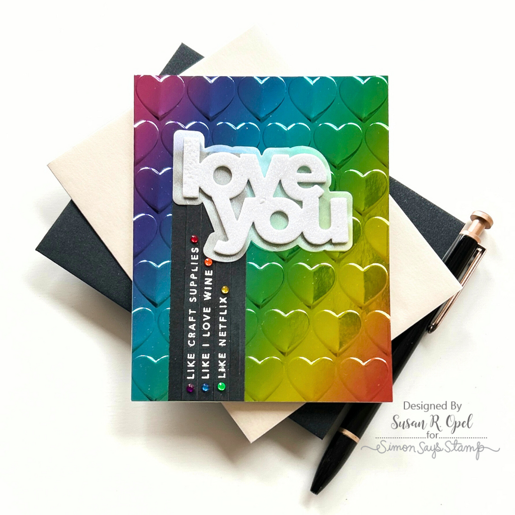 Simon Says Stamp Embossing Folder Pinnacle Hearts sf460 To Be Loved Love Card