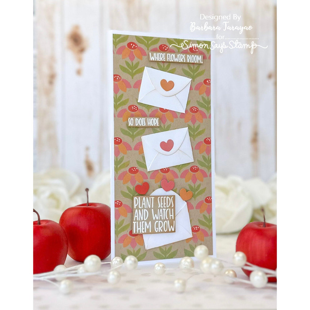 Simon Says Clear Stamps Plant Sentiments m302729 Just A Note Encouragement Card