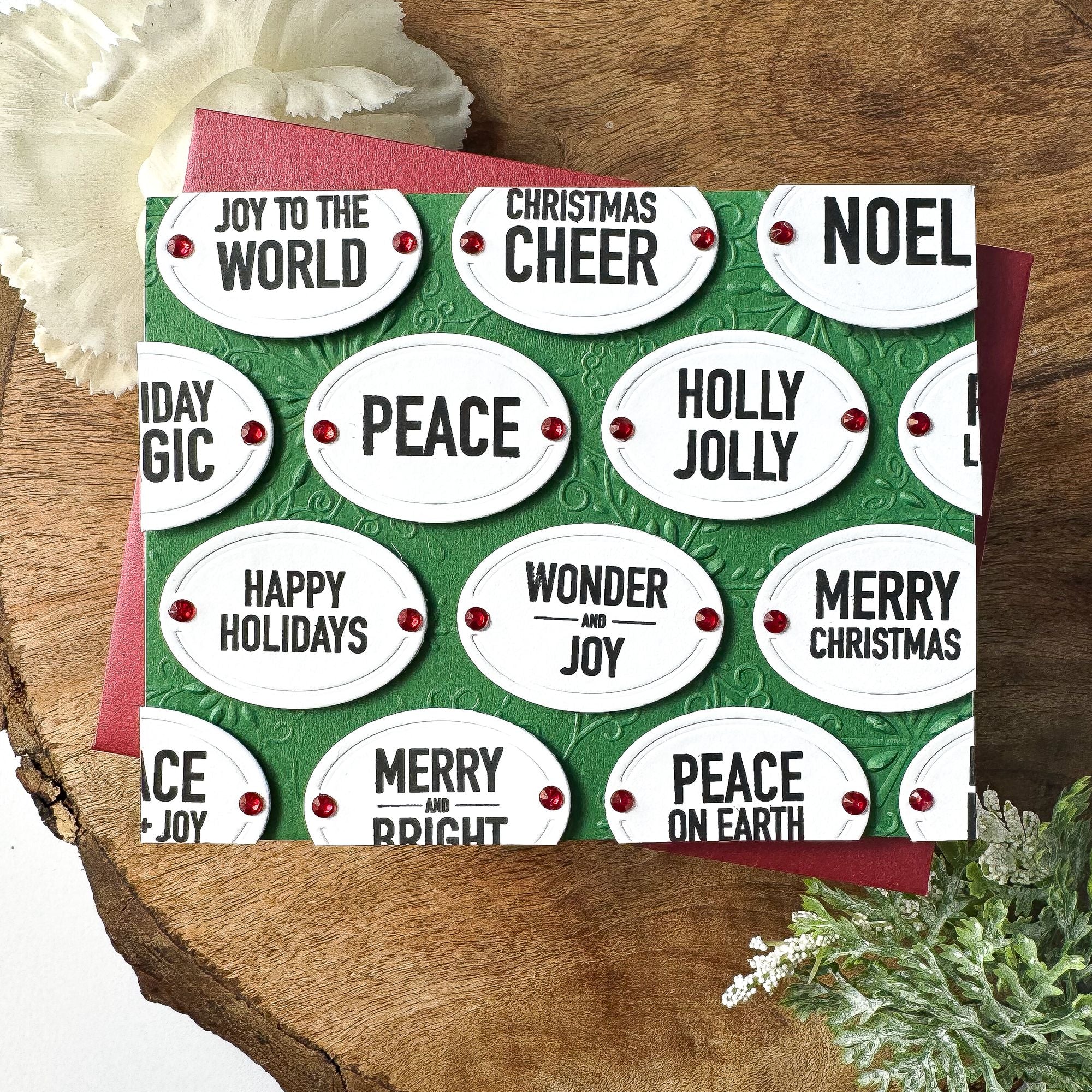 Simon Says Stamp Plaque Slides Wafer Dies 1351sdc Sugar and Spice Holiday Card