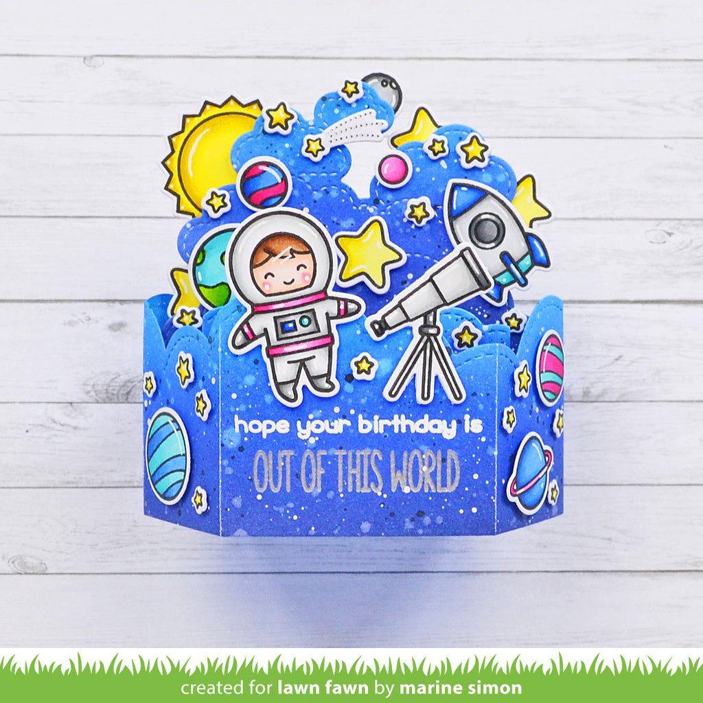 Lawn Fawn Set Platform Cloud Add-On Dies lfpppc out of this world 3d card
